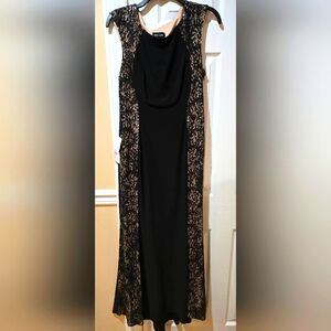 XSCAPE black and tan sleeveless sequined form-fitting dress. Size 12